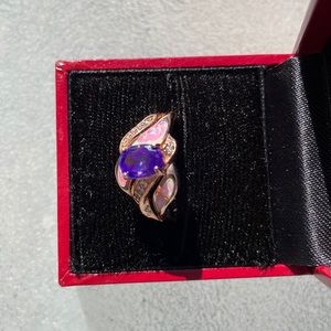 Amethyst,cubic zirconia ,opal ring